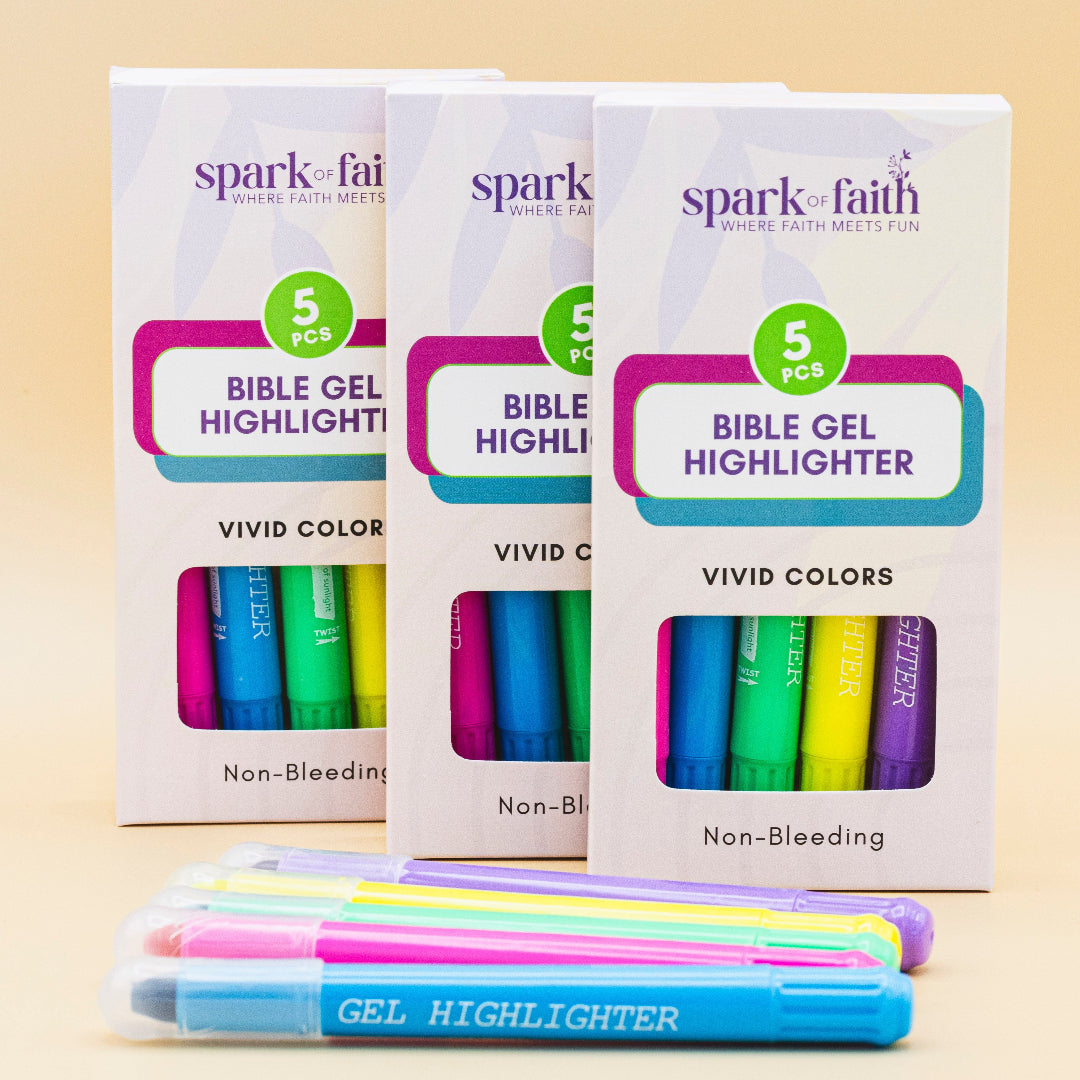 Bible Gel Highlighters in vibrant color, designed to highlight thin Bible pages without bleed-through, perfect for organized and focused Bible study.