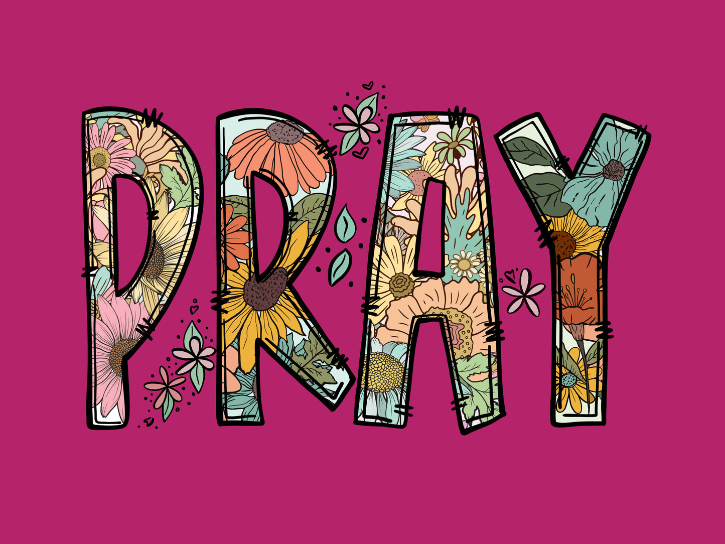 “PRAY” Floral V-Neck Tee – Women’s Christian Shirt