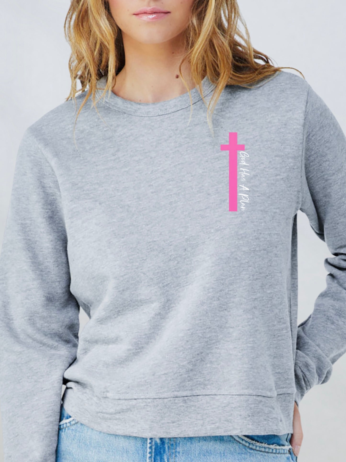 Pray. Wait. Trust. Mid-Length Fleece Sweatshirt