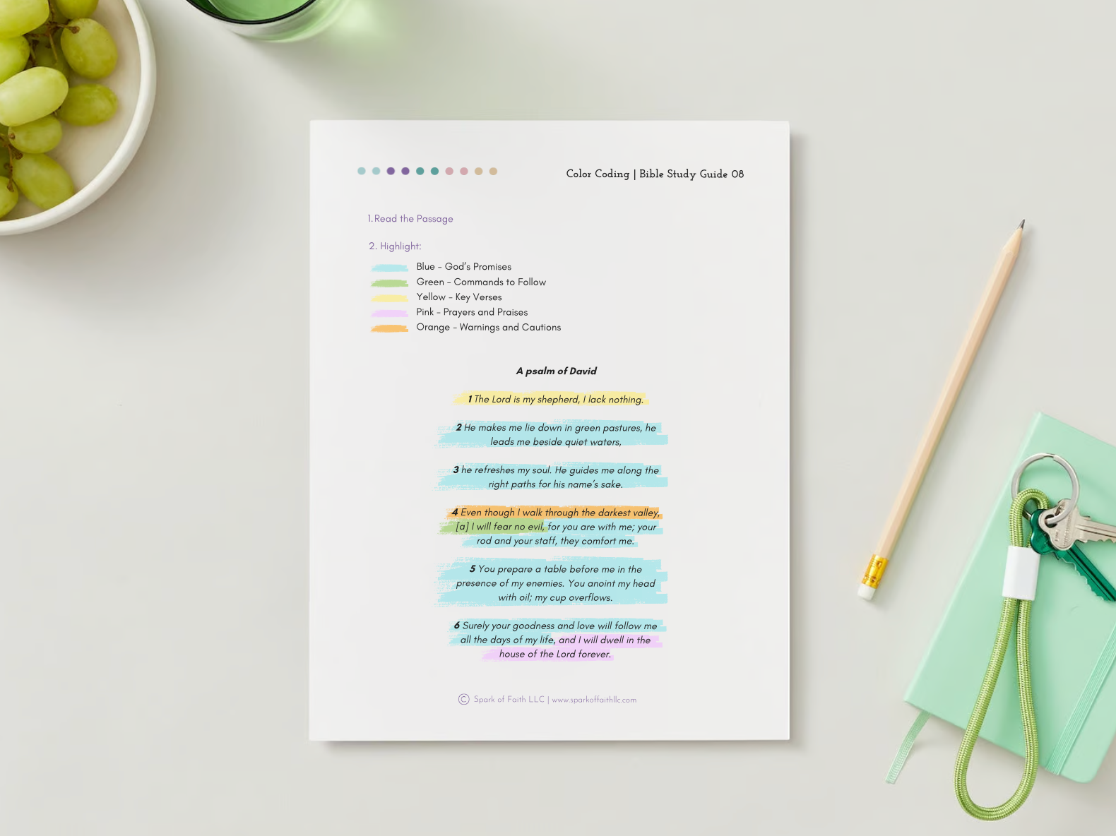 Sample of the Color Coding Bible Study in English.