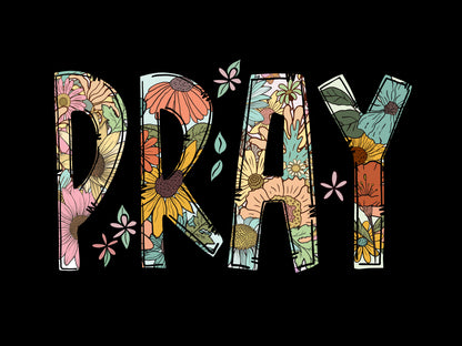 “PRAY” Floral V-Neck Tee – Women’s Christian Shirt