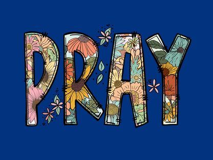 “PRAY” Floral V-Neck Tee – Women’s Christian Shirt