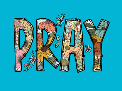 “PRAY” Floral V-Neck Tee – Women’s Christian Shirt