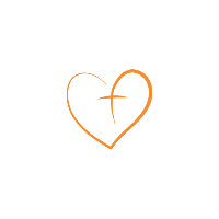 Heart with a cross in the middle icon representing the Spark of Faith mission of helping people share the love of God.